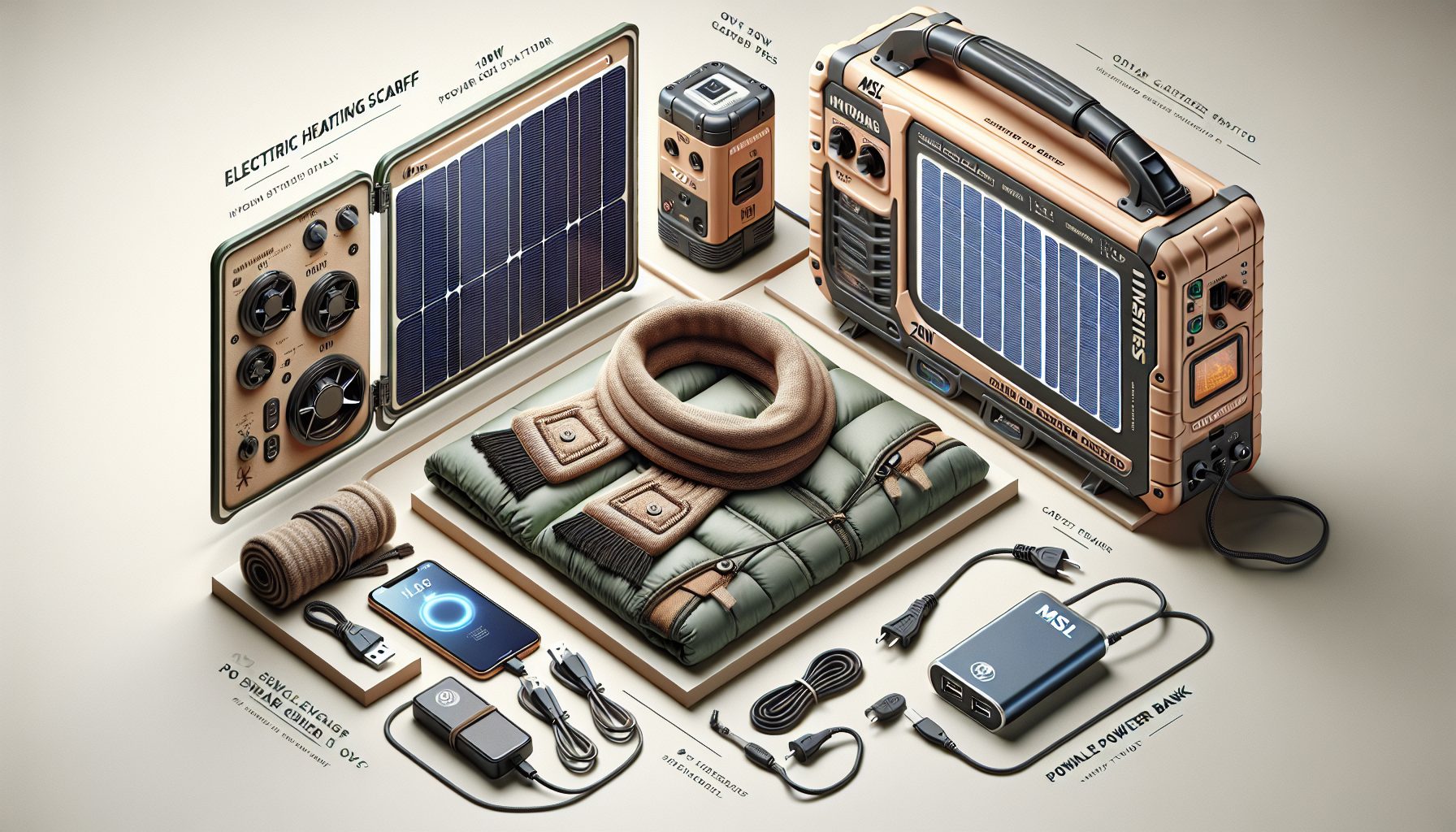 Top 3 Must-Have Camping Gadgets for 2025: USB Electric Heating Scarf, Solar Generator Power Station, Portable 500W Power Bank - Stay Cozy and Powered Up Anywhere with MSL!