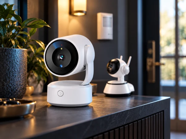Indoor WiFi security cameras in a welcoming home entryway