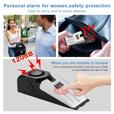 120dB Portable Door Stop Alarm – Travel & Home Security