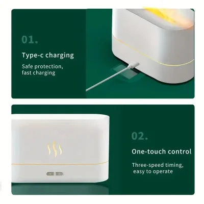 3-in-1 Flame Humidifier – Ultrasonic Aroma Diffuser & LED Night Light