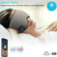 Bluetooth Sleep Mask Headphones – Built-In Speakers & Microphone Thumbnail 5