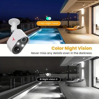 Outdoor WiFi Security Camera – AI Human Detection & Night Vision