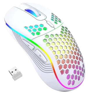 Wireless RGB Gaming Mouse – Adjustable DPI & Honeycomb Shell