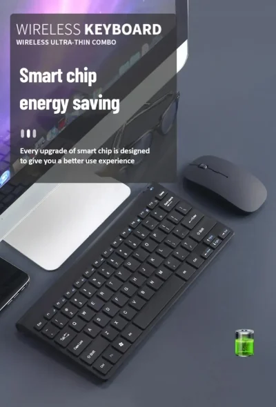 78-Key Wireless Keyboard & Mouse Combo – Compact Desktop Set