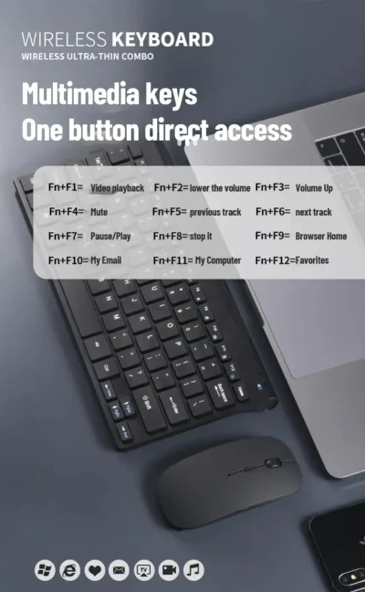 78-Key Wireless Keyboard & Mouse Combo – Compact Desktop Set