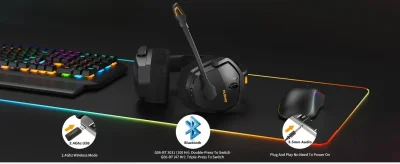 Dual-Mode Wireless Gaming Headset with Microphone