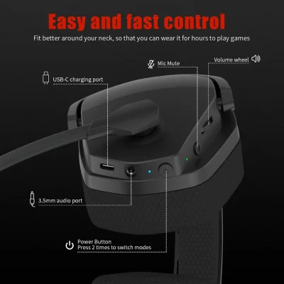 Dual-Mode Wireless Gaming Headset with Microphone