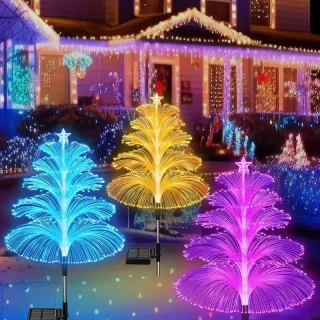 Christmas Tree Solar Garden Lights – Festive Multi-Colored Illumination