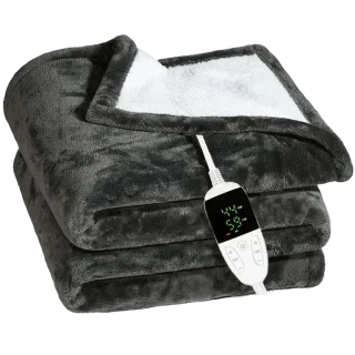 Electric Heated Blanket – Flannel & Sherpa, 6 Heat Settings