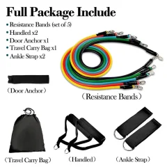 11-Piece Resistance Band Set – Yoga & Home Exercise Thumbnail 5