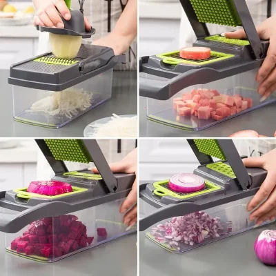 14-in-1 Vegetable Chopper – Slicer, Dicer, Grater & Onion Cutter