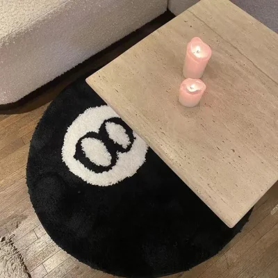 8-Ball Round Rug – 50cm Polyester Accent