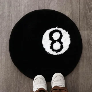 8-Ball Round Rug – 50cm Polyester Accent