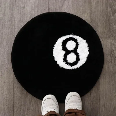 8-Ball Round Rug – 50cm Polyester Accent