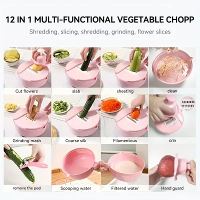 12-in-1 Vegetable Chopper and Slicer – Kitchen Tool for Cooking