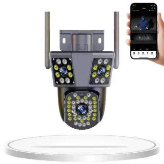 6MP 3-Lens WiFi Security Camera – Night Vision & Audio
