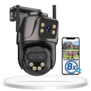 PTZ WiFi Security Camera – Dual Screen & iCSee