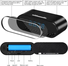 1080p WiFi Clock Camera – Motion Detection & Night Vision Thumbnail 6