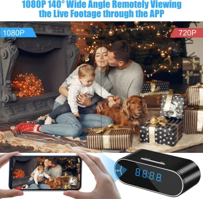1080p WiFi Clock Camera – Motion Detection & Night Vision