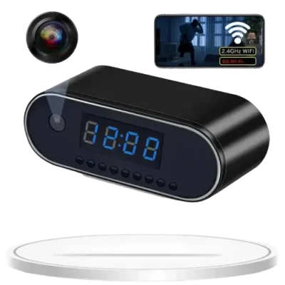1080p WiFi Clock Camera – Motion Detection & Night Vision