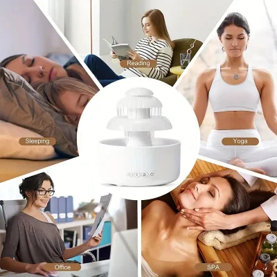 3-in-1 Flowing-Water Humidifier – 600ml & Night Light