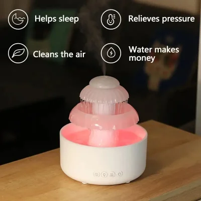 3-in-1 Flowing-Water Humidifier – 600ml & Night Light