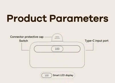 5000mAh Power Bank – Built-In Cable