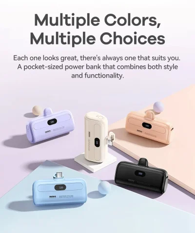 5000mAh Power Bank – Built-In Cable