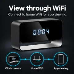 1080p WiFi Alarm Clock Camera – IR Night Vision & Motion Detection Thumbnail 3