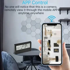 1080p WiFi Alarm Clock Camera – Temperature & Humidity Display Thumbnail 7