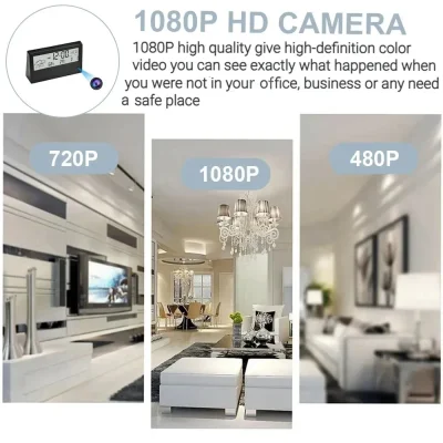 1080p WiFi Alarm Clock Camera – Temperature & Humidity Display