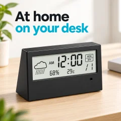 1080p WiFi Alarm Clock Camera – Temperature & Humidity Display Thumbnail 2