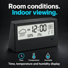 1080p WiFi Alarm Clock Camera – Temperature & Humidity Display Thumbnail 3
