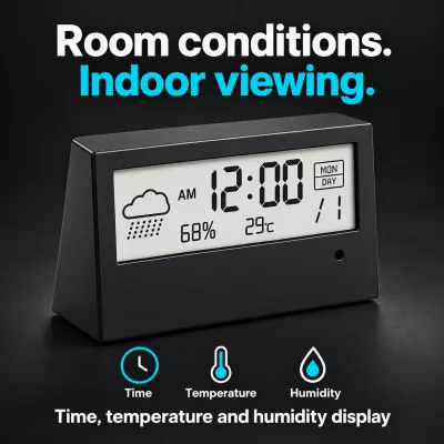 1080p WiFi Alarm Clock Camera – Temperature & Humidity Display