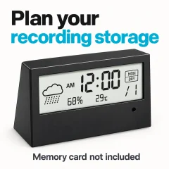 1080p WiFi Alarm Clock Camera – Temperature & Humidity Display Thumbnail 6