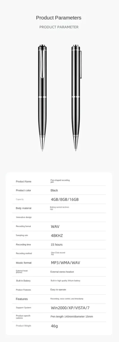 Pen Voice Recorder – Sound Activation & Noise Reduction