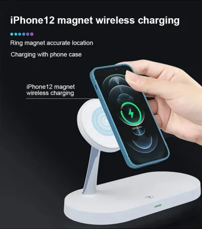 3-in-1 Wireless Charging Stand – iPhone, Watch & Earbuds