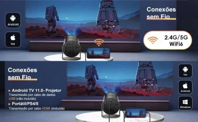 1080p Mini Projector – Android 11 Smart Portable Projector