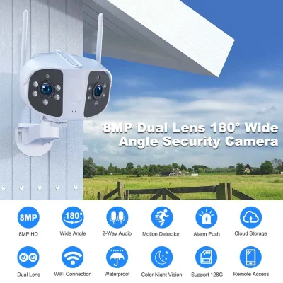 8MP 4K Dual-Lens WiFi Camera – 180° View