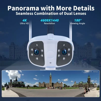 8MP 4K Dual-Lens WiFi Camera – 180° View