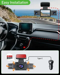 3-Channel Dash Cam – Front, Cabin & Rear Recording with Parking Mode Thumbnail 3