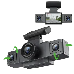 3-Channel Dash Cam – Front, Cabin & Rear Recording with Parking Mode Thumbnail 1