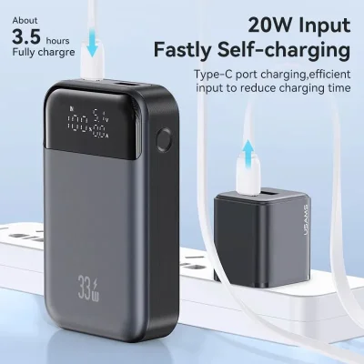 10,000mAh 33W PD Power Bank – Dual USB Fast Charging