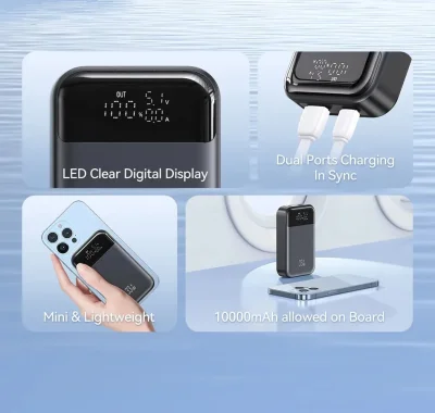 10,000mAh 33W PD Power Bank – Dual USB Fast Charging