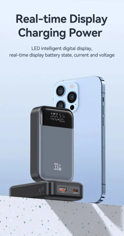 10,000mAh 33W PD Power Bank – Dual USB Fast Charging
