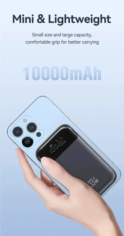 10,000mAh 33W PD Power Bank – Dual USB Fast Charging