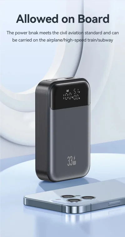 10,000mAh 33W PD Power Bank – Dual USB Fast Charging