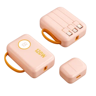 Power Bank – Digital Display & Built-In Cables