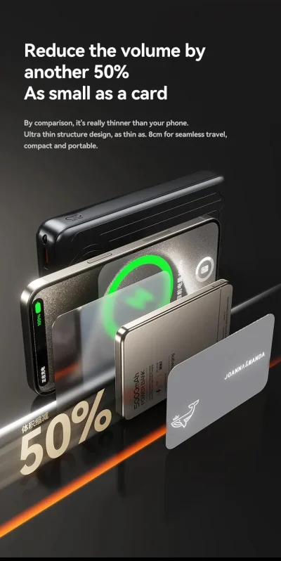Ultra-Thin Magnetic Power Bank – 5000mAh Wireless Fast Charger
