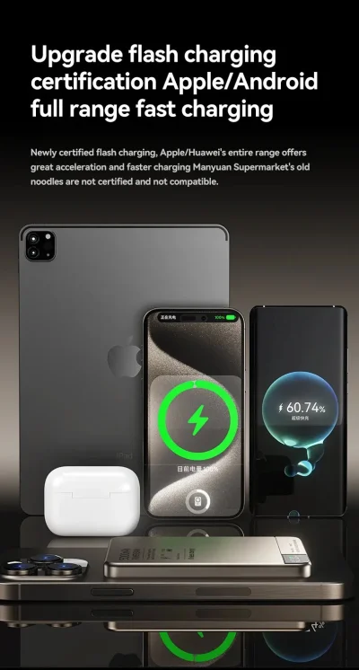 Ultra-Thin Magnetic Power Bank – 5000mAh Wireless Fast Charger
